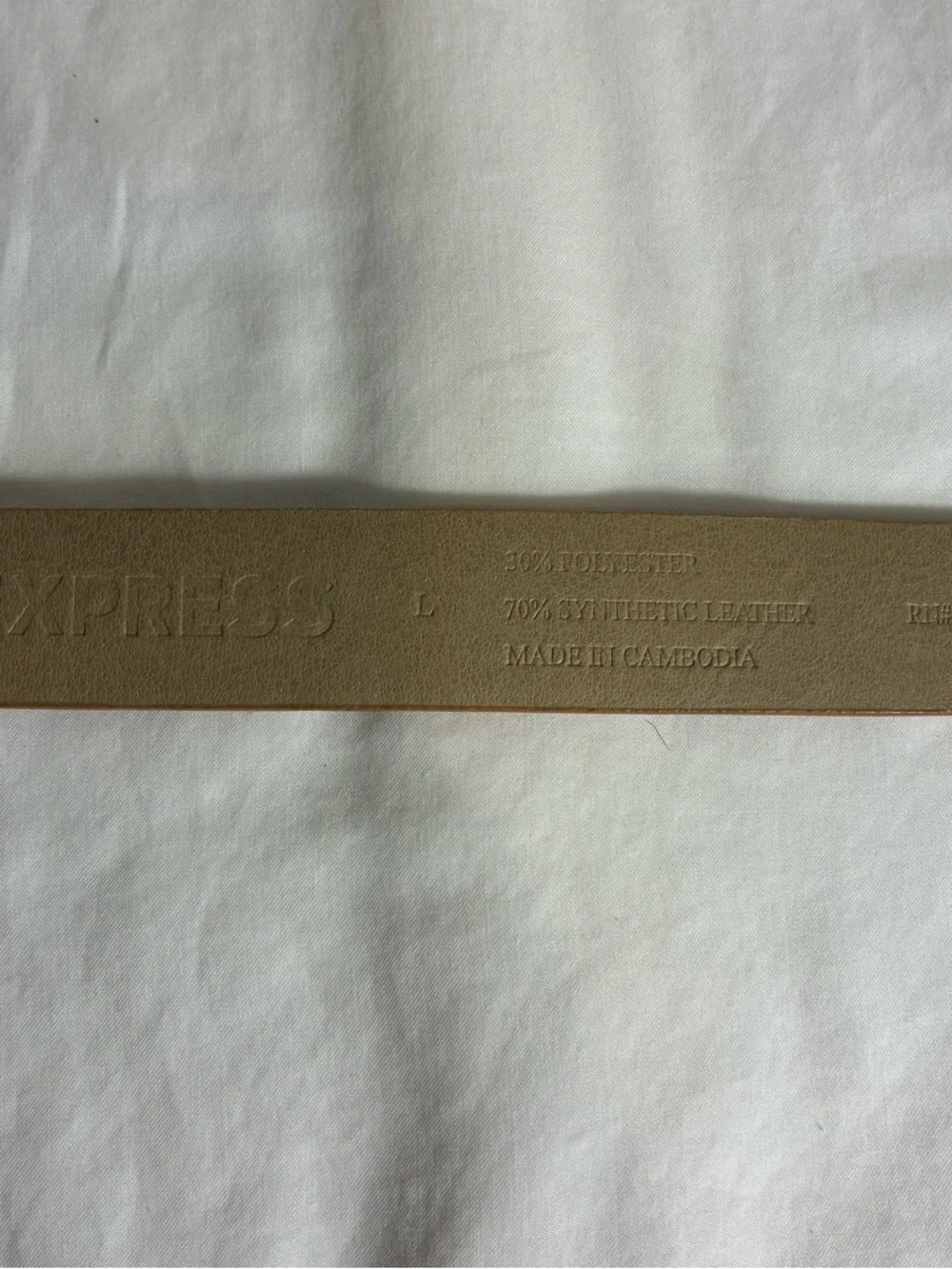 Express Womens belt Sz L Faux Suede Tan golden buckle